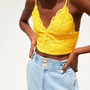 Cropped Lace Yellow Top